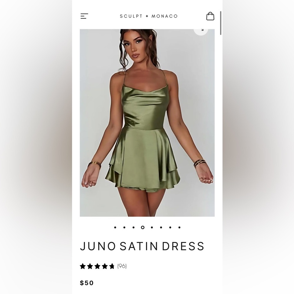 Green satin mini dress- size medium